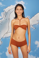 Caramel brown jersey bandeau bikini set  image