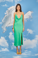 Emerald green dress with cowl necklines  image
