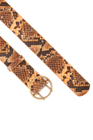 Snakeskin Print Leather Belt  image