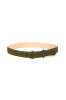 Olive Green Mid Width Belt With Round Buckle  image