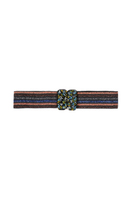 Blue and black elasticated zig zag belt image