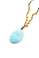 Sky Blue Madonna And Child Medallion Necklace image
