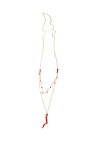 Long necklace with beads and coral pendant image