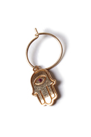 Single earring with hamsa amulet and red zircon image