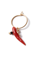 Single earring with coral cornicello  image