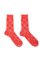 Tomato red diamond motif socks  image