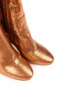 Bronze metallic printed leather boots  image