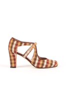 Brown check mary janes image