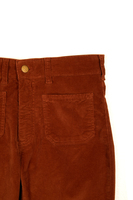 Caramel brown corduroy pants with patch pockets  image