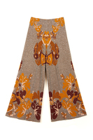 Silver floral motif jacquard knit pants  image