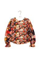 Midnight blue and peach embroidered blouse  image