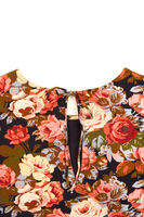Midnight blue and peach embroidered blouse  image