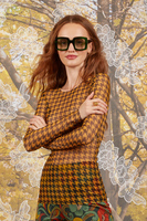 Saffron yellow and black houndstooth top  image