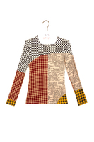 Patchwork pattern long sleeved t-shirt image