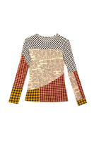 Patchwork pattern long sleeved t-shirt image