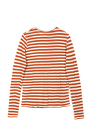 Cinnamon brown and ivory stripe long sleeved t-shirt  image