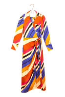 Diagonal striped wrap dress  image
