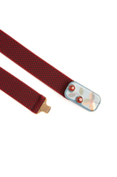 Check elastic belt with floral buckle image