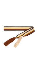 Chocolate brown and tan striped tie belt  image