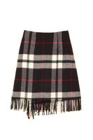 Mixed plaid wrap skirt with fringe  image