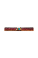 Red and black elasticated belt with jewelled buckle  image