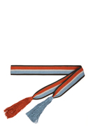 Dusty blue and cinnamon striped tie belt  image