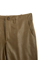 Khaki green cropped faux leather pants  image