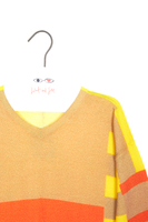 Sunny Yellow and Orange Colour Block Printed Sweater  image