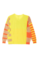 Sunny Yellow and Orange Colour Block Printed Sweater  image
