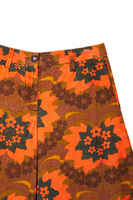 Orange and spice brown floral corduroy palazzo pants  image