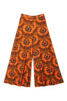 Orange and spice brown floral corduroy palazzo pants  image