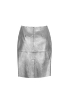 Silver metallic leather pencil skirt  image