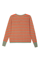 Orange and Olive Green Striped Cashmere Sweater  image