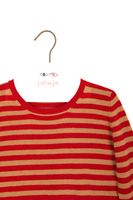 Cranberry Red and Camel Striped Cashmere Sweater  image