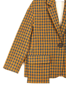 Petrol and mustard check jacket with statement pockets  image