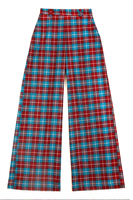 Berry and teal blue plaid pants  image