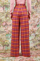 Pumpkin orange and violet plaid pants  image