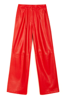 Flame red faux leather pants  image