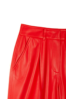 Flame red faux leather pants  image