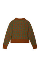 Emerald green and brown houndstooth sweater  image