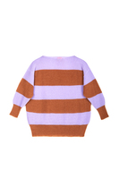 Mauve and Caramel Brown Striped Oversized Sweater  image