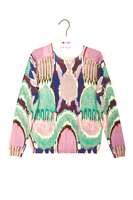 Mauve and Mint Green Painterly Printed Sweater  image