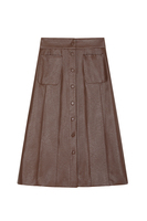 Chocolate Brown Faux Leather Skirt image