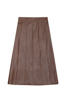 Chocolate Brown Faux Leather Skirt image