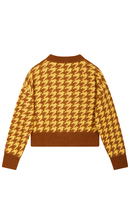 Lemon yellow and brown houndstooth sweater  image