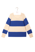 Royal blue and oatmeal striped oversized sweater  image