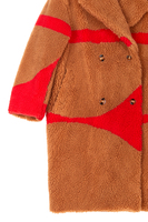 Camel brown and red faux fur coat  image