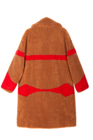 Camel brown and red faux fur coat  image