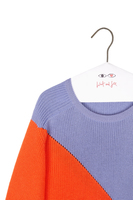 Sky blue and papaya orange diagonal sweater  image