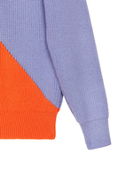 Sky blue and papaya orange diagonal sweater  image